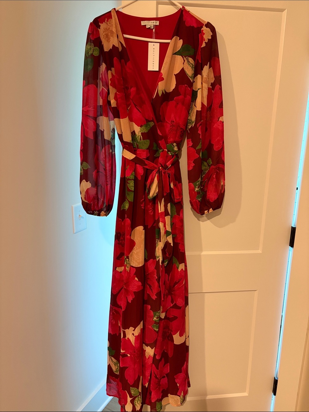 Baltic Born Red Floral Wrap Maxi Dress